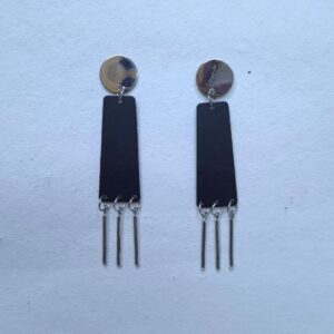Midnight Elegance Geometric Dangle Earrings - Image 2