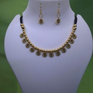 Golden Sunburst Necklace and Earrings Set - Image 1