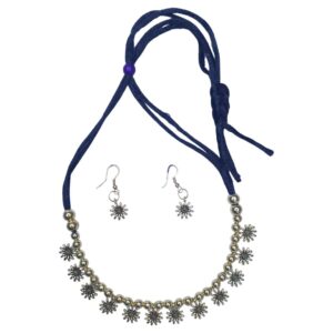 Boho Bloom Silver Beaded Necklace Set - Image 1