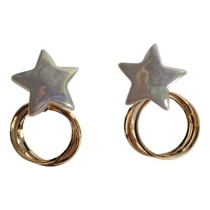 Celestial Glint Star Hoop Earrings - Image 1