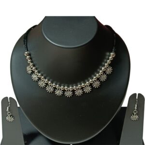 Silver Aura Floral Charm Necklace Set - Image 1