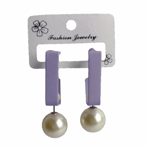 Elegant Lilac Pearl Drop Earrings - Image 1