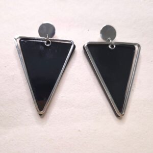 Noir Edge Triangle Drop Earrings - Image 3