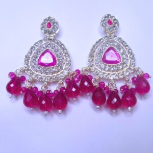 Fuchsia Radiance Crystal Drop Earrings - Image 1