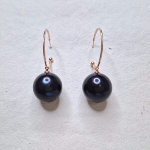 Black Velvet Pearl Loop Earrings - Image 1