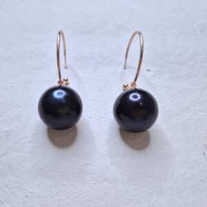 Black Velvet Pearl Loop Earrings - Image 2