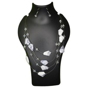 Moonlight Marble Multi-Layer Necklace & Earring Set - Image 1