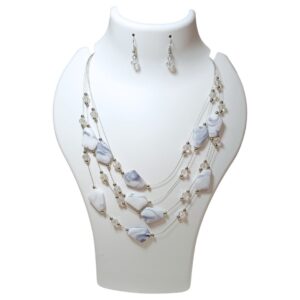 Arctic Elegance Multi-Layer Stone Necklace & Earring Set - Image 1