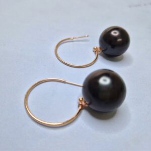 Black Velvet Pearl Loop Earrings - Image 4