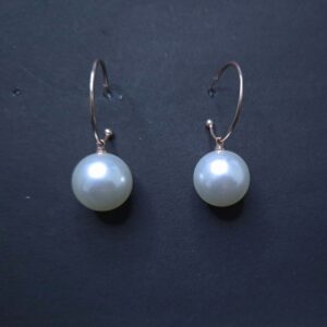 Classic Ivory Pearl Drop Hoop Earrings - Image 1