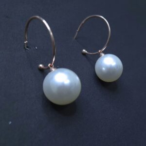 Classic Ivory Pearl Drop Hoop Earrings - Image 2