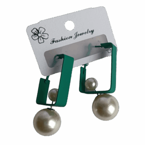Modern Pearl Drop Geometric Earrings - Image 1