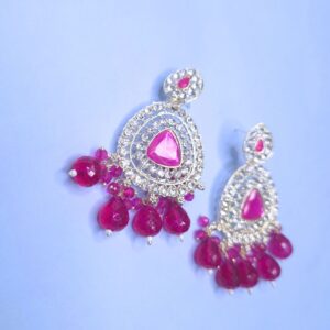 Fuchsia Radiance Crystal Drop Earrings - Image 2