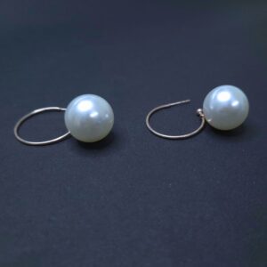 Classic Ivory Pearl Drop Hoop Earrings - Image 4