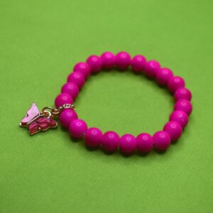 Fuchsia Flutter Butterfly Beaded Bracelet - Image 3