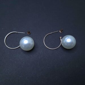 Classic Ivory Pearl Drop Hoop Earrings - Image 5