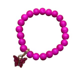 Fuchsia Flutter Butterfly Beaded Bracelet - Image 1