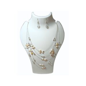 Ivory Mist Layered Pearl Bead Necklace Set - Image 1