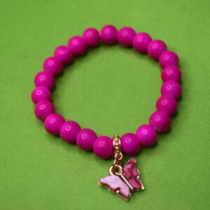 Fuchsia Flutter Butterfly Beaded Bracelet - Image 2