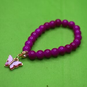 Elegant Purple Butterfly Beaded Bracelet - Image 1