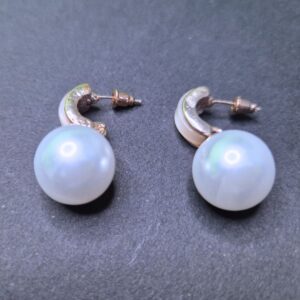 Aurora Luxe Pearl Half-Hoop Earrings - Image 1