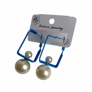 Elegant Pearl Drop Geometric Earrings - Image 1