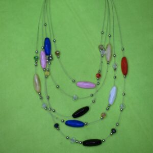 Crystal Bloom Multicolor Oval Bead Necklace Set - Image 2