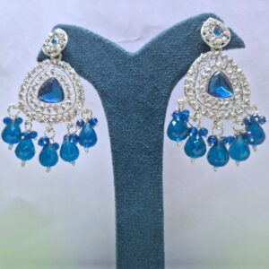Sapphire Glint Chandbali Earrings - Image 2