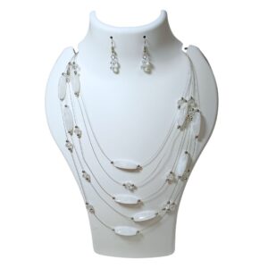 Moonlight Whisper White Beaded Necklace Set - Image 1