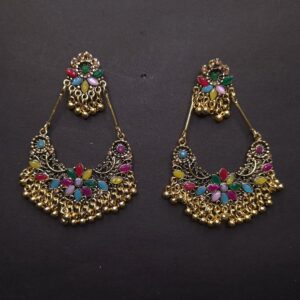 Royal Multicolor Chandbali Earrings - Image 2