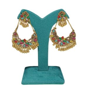 Royal Multicolor Chandbali Earrings - Image 1