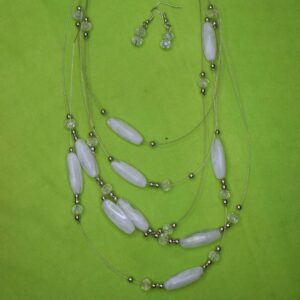 Moonlight Whisper White Beaded Necklace Set - Image 2