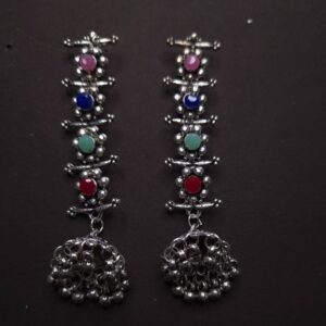 Royal Raga Multicolor Oxidized Jhumka Earrings - Image 4
