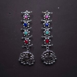 Royal Raga Multicolor Oxidized Jhumka Earrings - Image 2