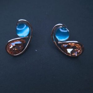 Amber Glow Duo Crystal Earrings - Image 2