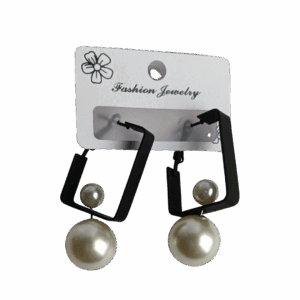 Elegant Pearl Square Hoop Earrings - Image 1