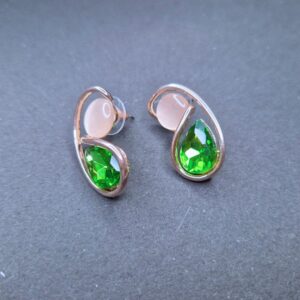 Emerald Glow Teardrop Stud Earrings - Image 2
