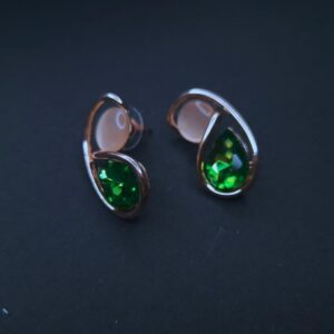 Emerald Glow Teardrop Stud Earrings - Image 3