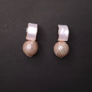 Pearl Mist Mesh Ball Drop Earrings - Image 3