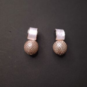 Pearl Mist Mesh Ball Drop Earrings - Image 1