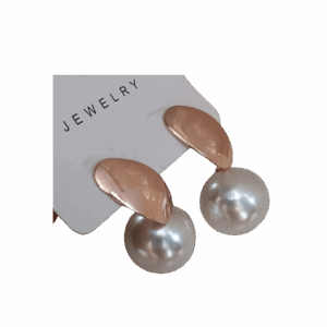 Elegant Rose Gold Pearl Drop Earrings - Image 1