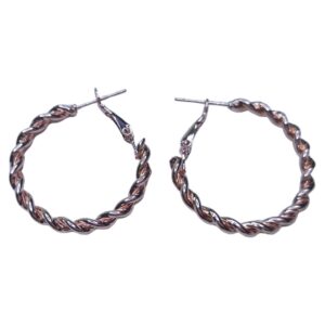 Silver Twist Classic Hoop Earrings - Image 1