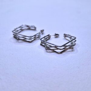 Stellar Twist Geometric Hoop Earrings - Image 4