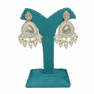 Elegant Pearl & Crystal Chandbali Earrings - Image 1