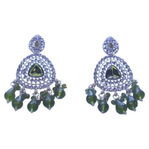 Royal Olive Green Chandbali Earrings - Image 2