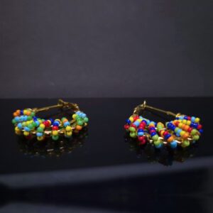 Boho Carnival Beaded Hoop Earrings - Image 3