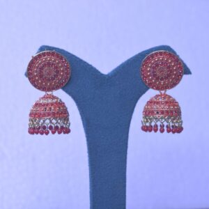 Raktika Traditional Red Jhumka Earrings - Image 1