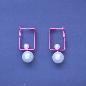 Chic Pearl Drop Geometric Earrings - Image 2