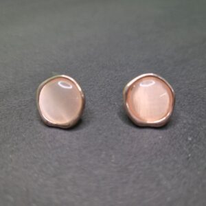 BlushAura Polished Rose Quartz Studs - Image 3