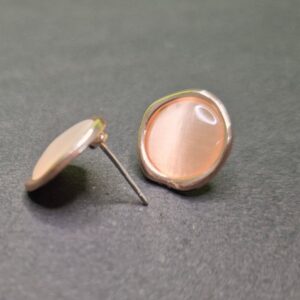 BlushAura Polished Rose Quartz Studs - Image 2